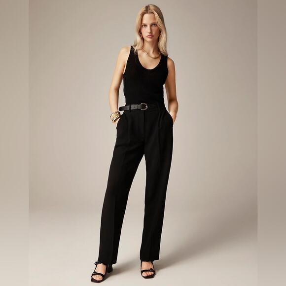 NWT J. Crew Essential Pant In City Crepe Black Size 10